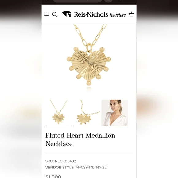 ✨14k Fluted Heart Necklace ✨ - Picture 2 of 2